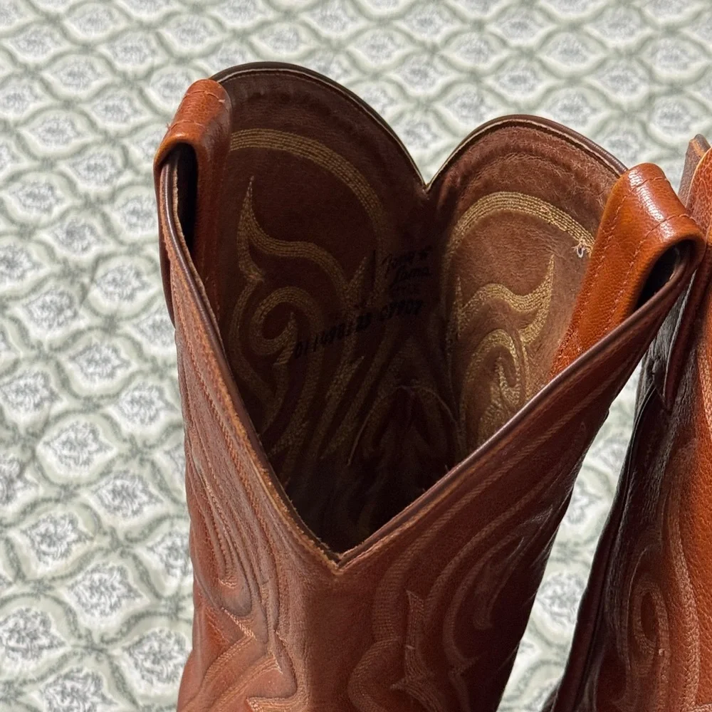 Tony Lama Brown Leather Men’s Western Cowboy Boots Size 12 D Workwear Classic
